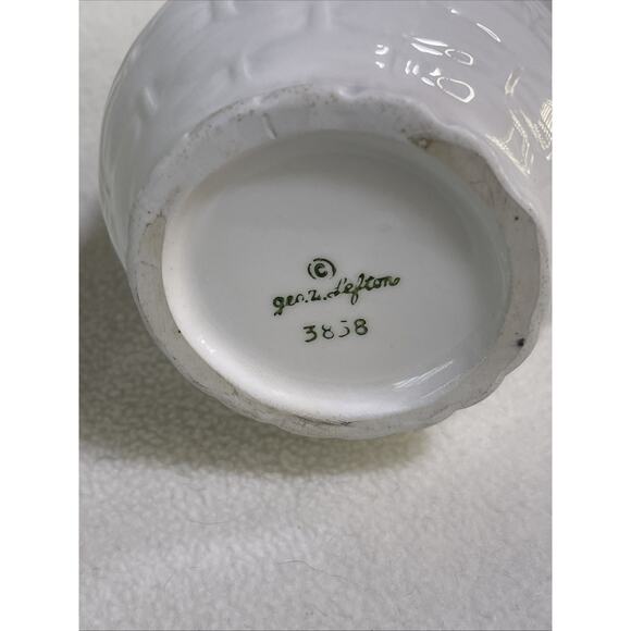 Lefton RUSTIC DAISY #3858 Embossed Daisies Yellow Accents JAM /JELLY & LID - Picture 5 of 8